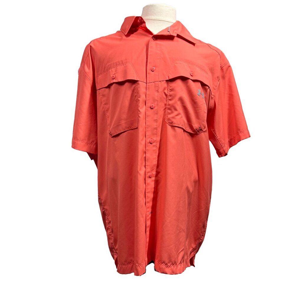 Under Armour HeatGear Fishing Shirt XXL Loose Coral Short Sleeve Vented